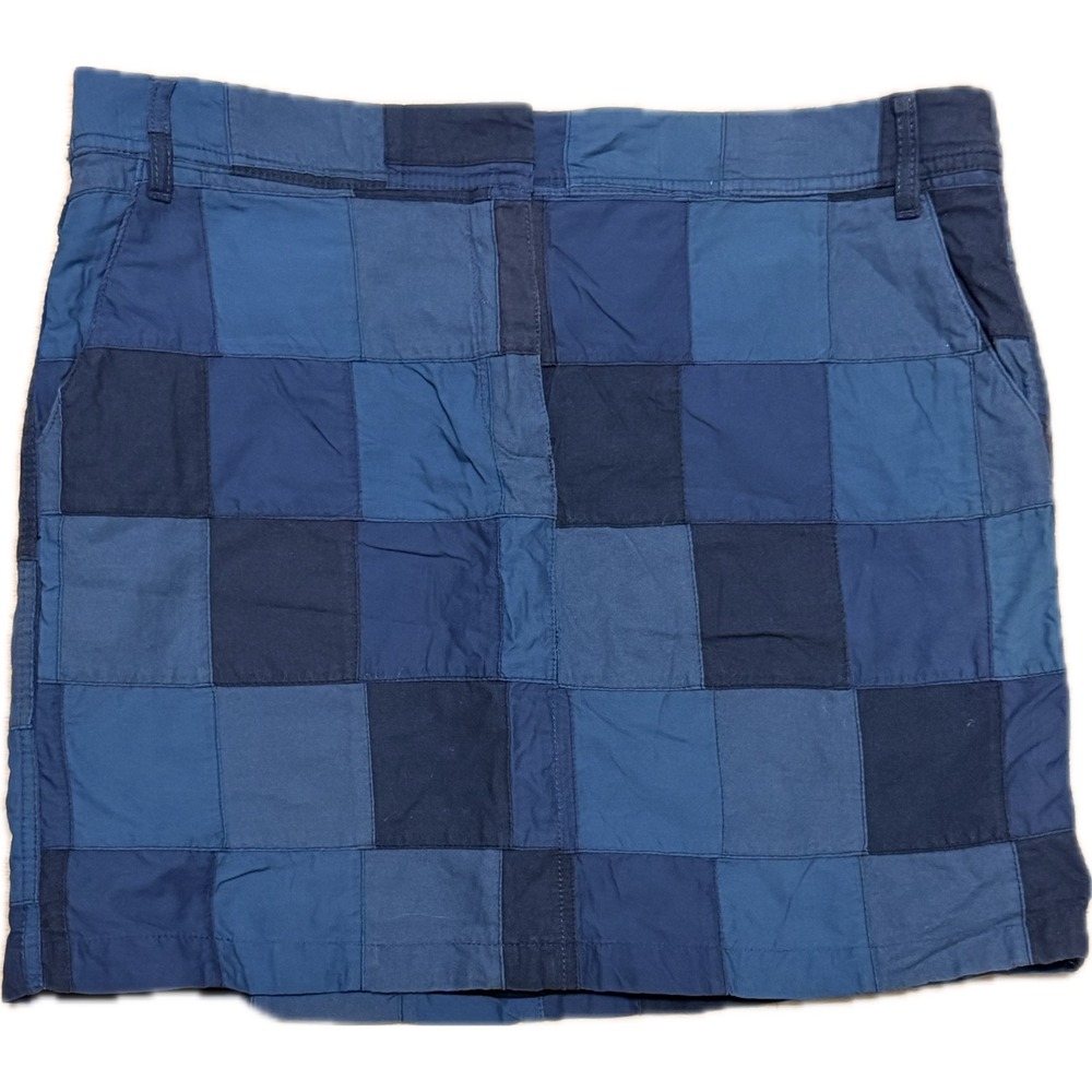 Ann Taylor LOFT Blue Patchwork Mini Skirt Womens Size 12 Tonal Cotton Blend